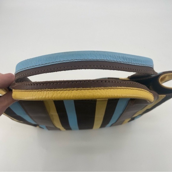 TRAMONTANO Napoli Italian Leather and Canvas Tote Bag Made in Italy - Picture 7 of 9